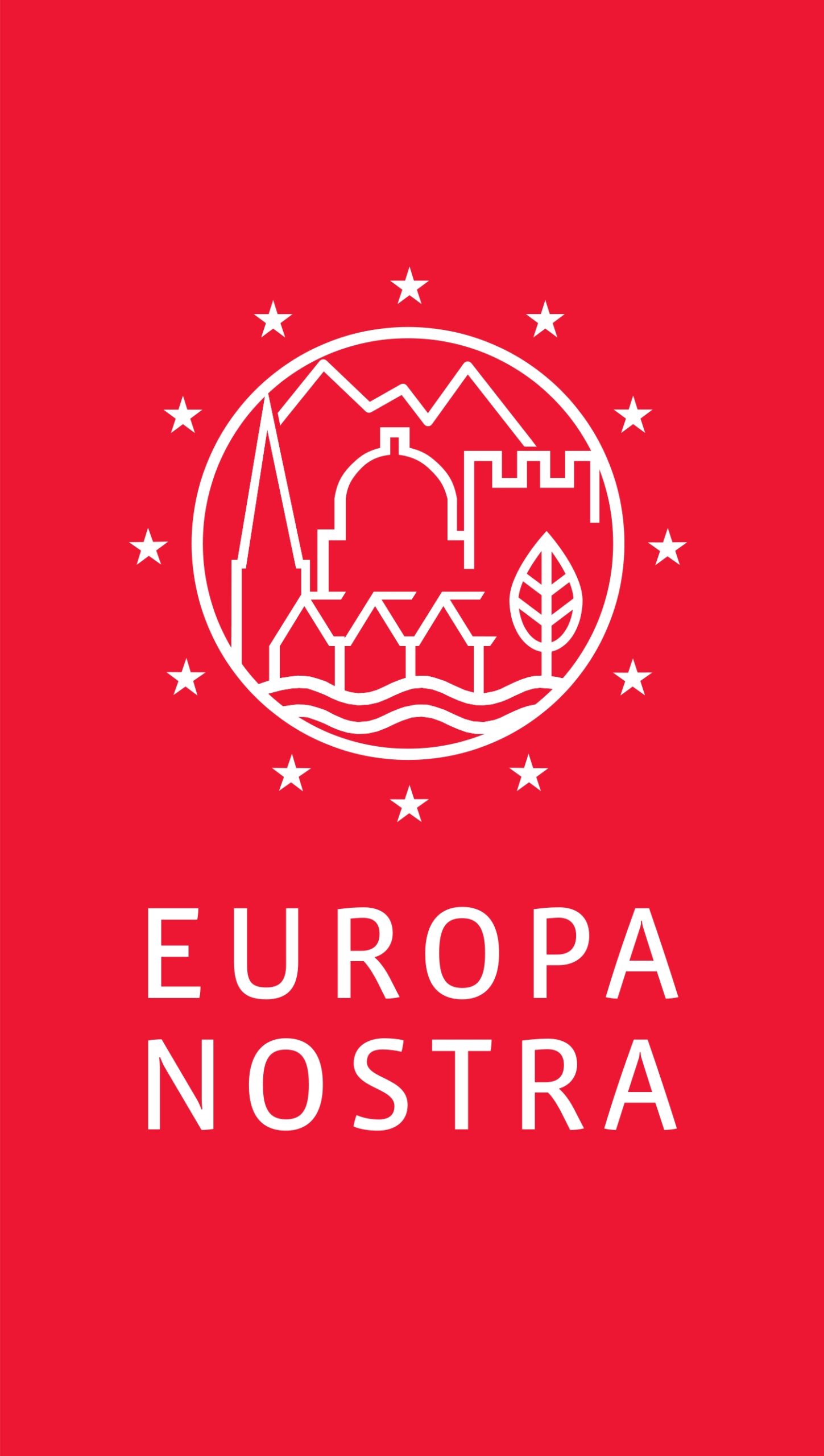 logotyp Europa Nostra, kolor czerwony, pion